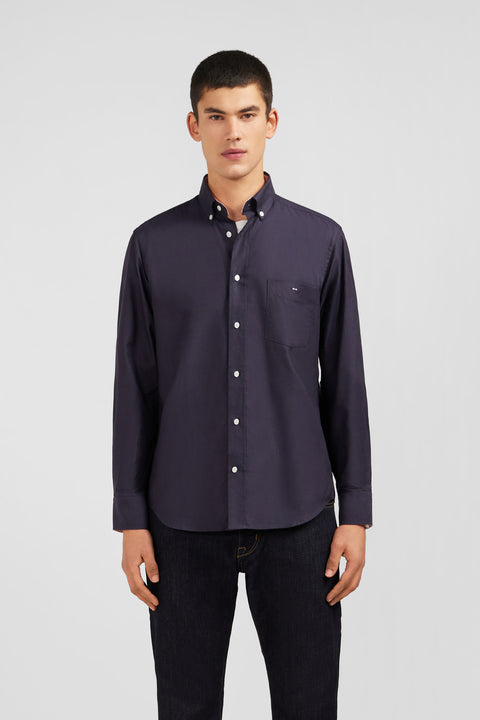 Dark grey plain cotton shirt - Image 3