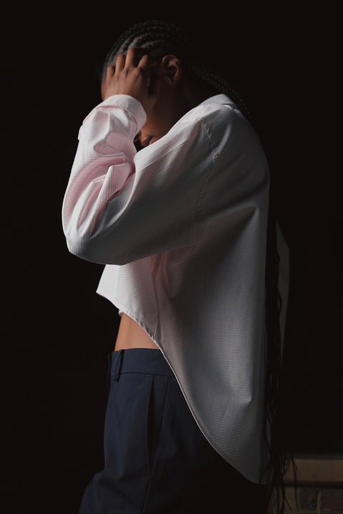 Pap'atelier striped pink and white cropped cotton shirt - Image 3