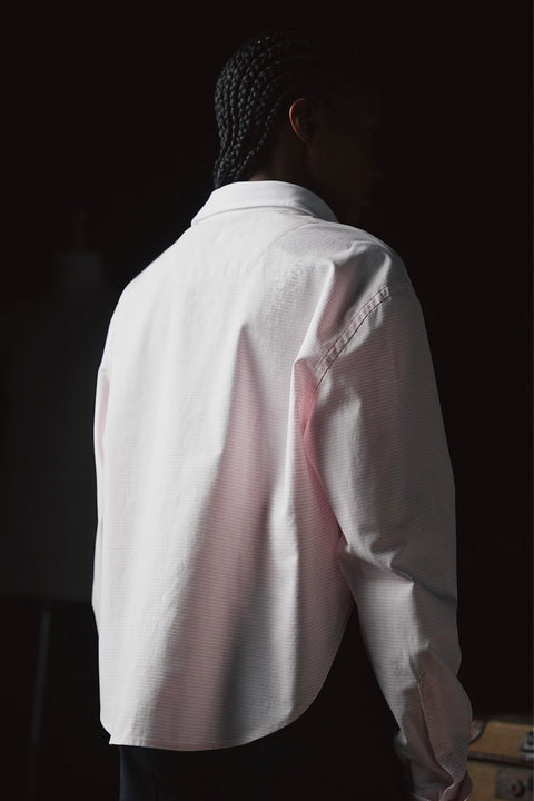 Pap'atelier striped pink and white cropped cotton shirt - Image 2