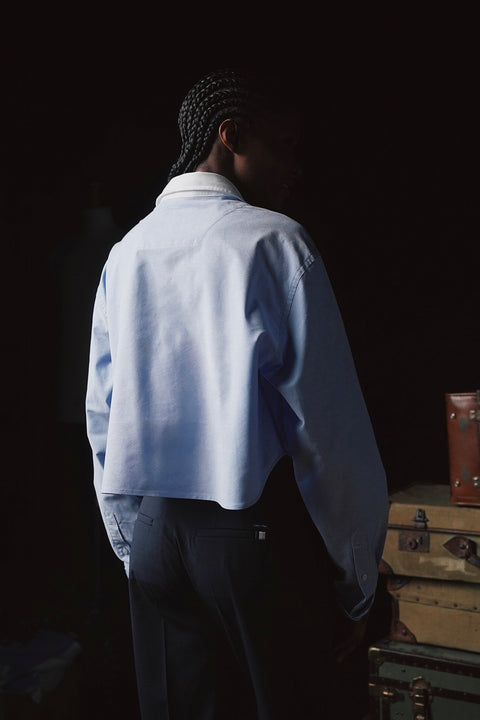 Pap'atelier light blue cropped cotton shirt - Image 2