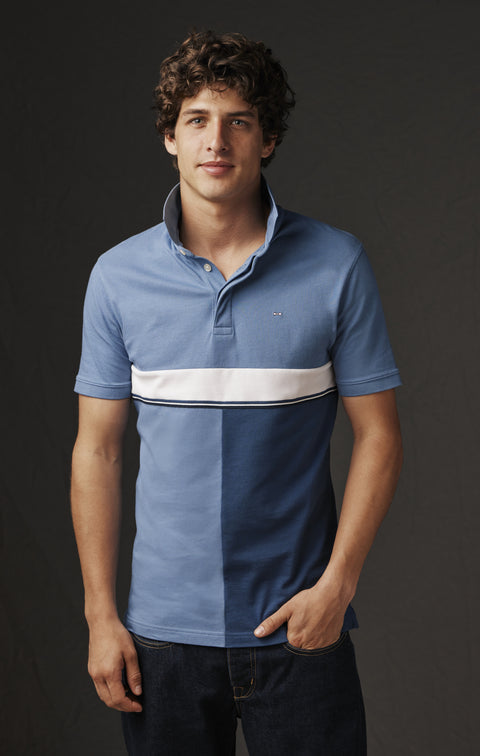 Blue and navy jersey in upcycled Pap'Atelier jersey patchwork - Image 1