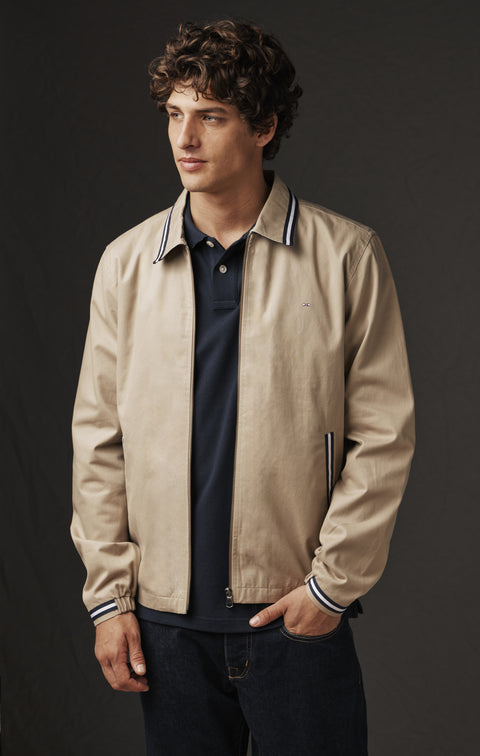 Upcycled beige cotton jacket with Pap'Atelier striped braids - Image 1