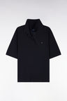 Short-sleeved polo shirt in navy cotton oversized cut