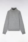 Gray virgin wool and cashmere turtleneck sweater