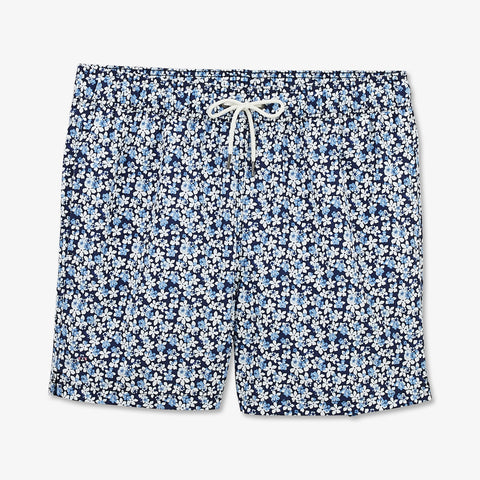 Blue swim shorts with floral pattern - Image 2