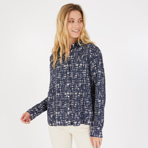 Blouse printed with lines and bow ties - Image 1