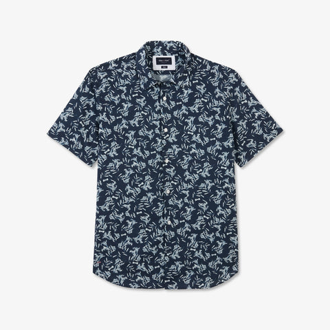 Navy blue cotton blouse with an exclusive floral print - Image 2