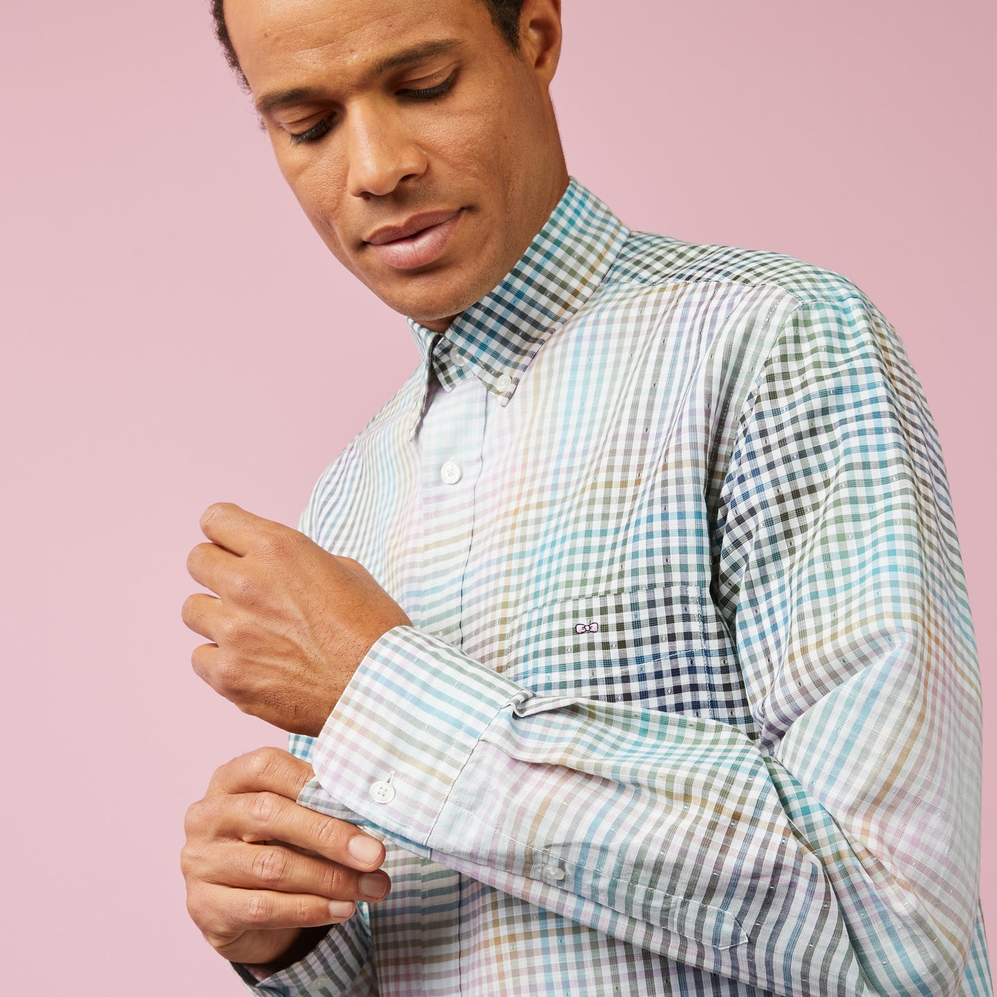 Multicolour tie dye checked shirt