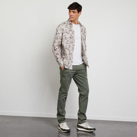 Beige linen shirt with a leaves print - Image 1