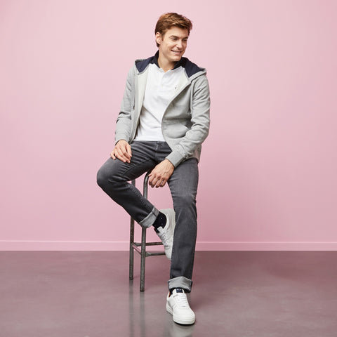 Grey zipped sweatshirt with hood - Image 3