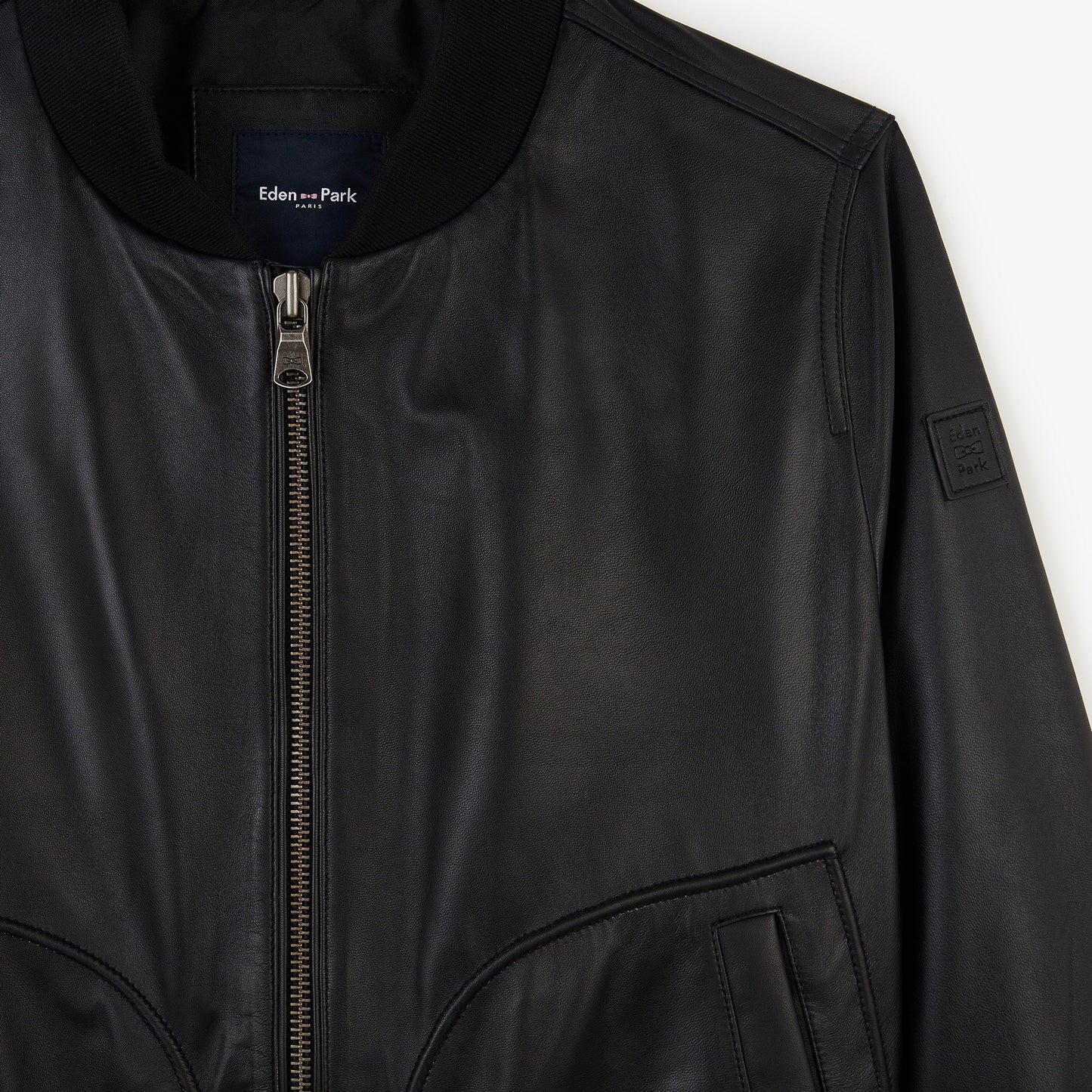Black zipped leather jacket