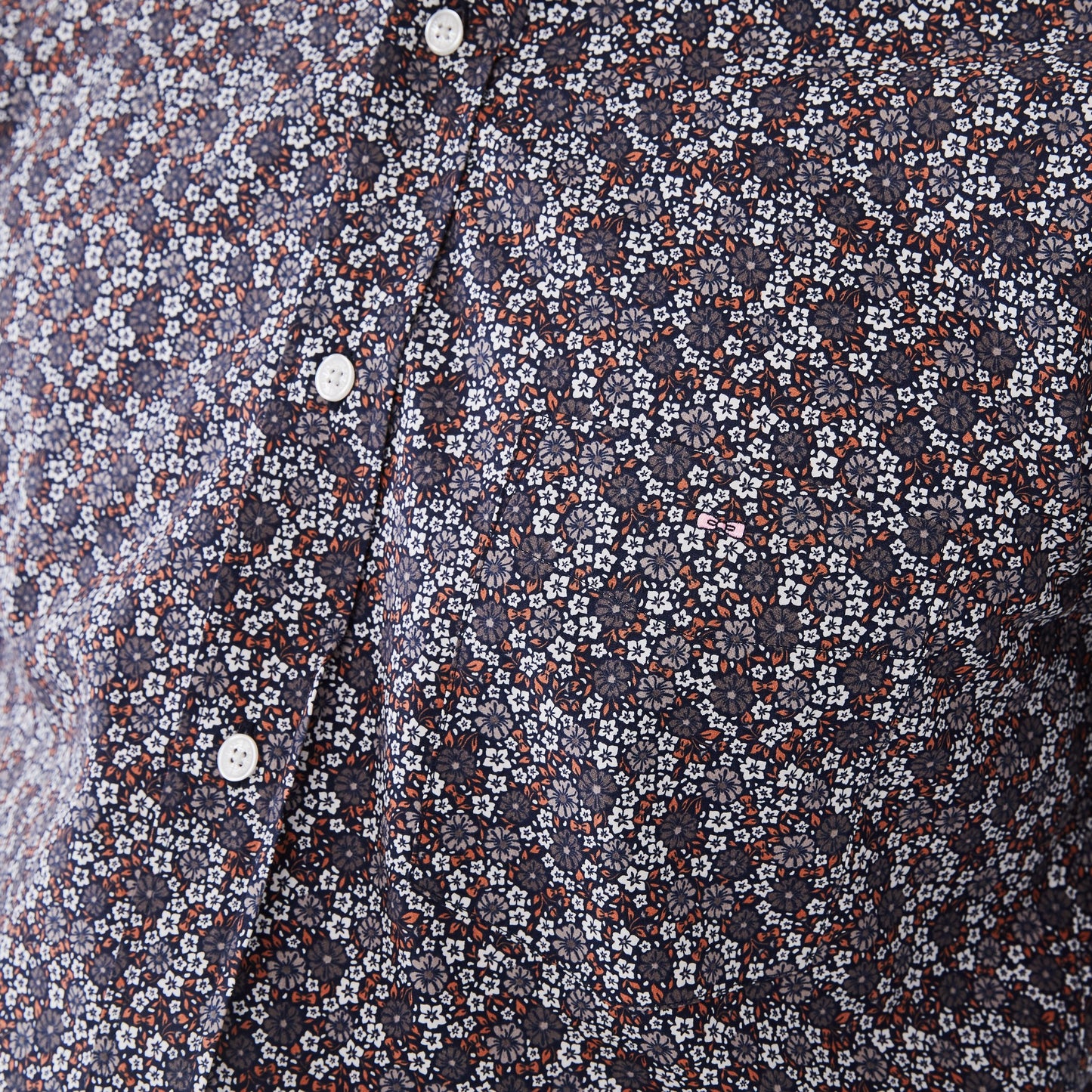 Brown shirt in floral cotton poplin