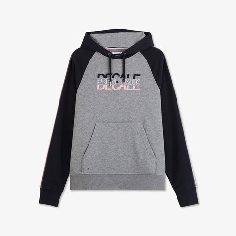 Grey hooded sweatshirt in two-tone fleece - Image 2