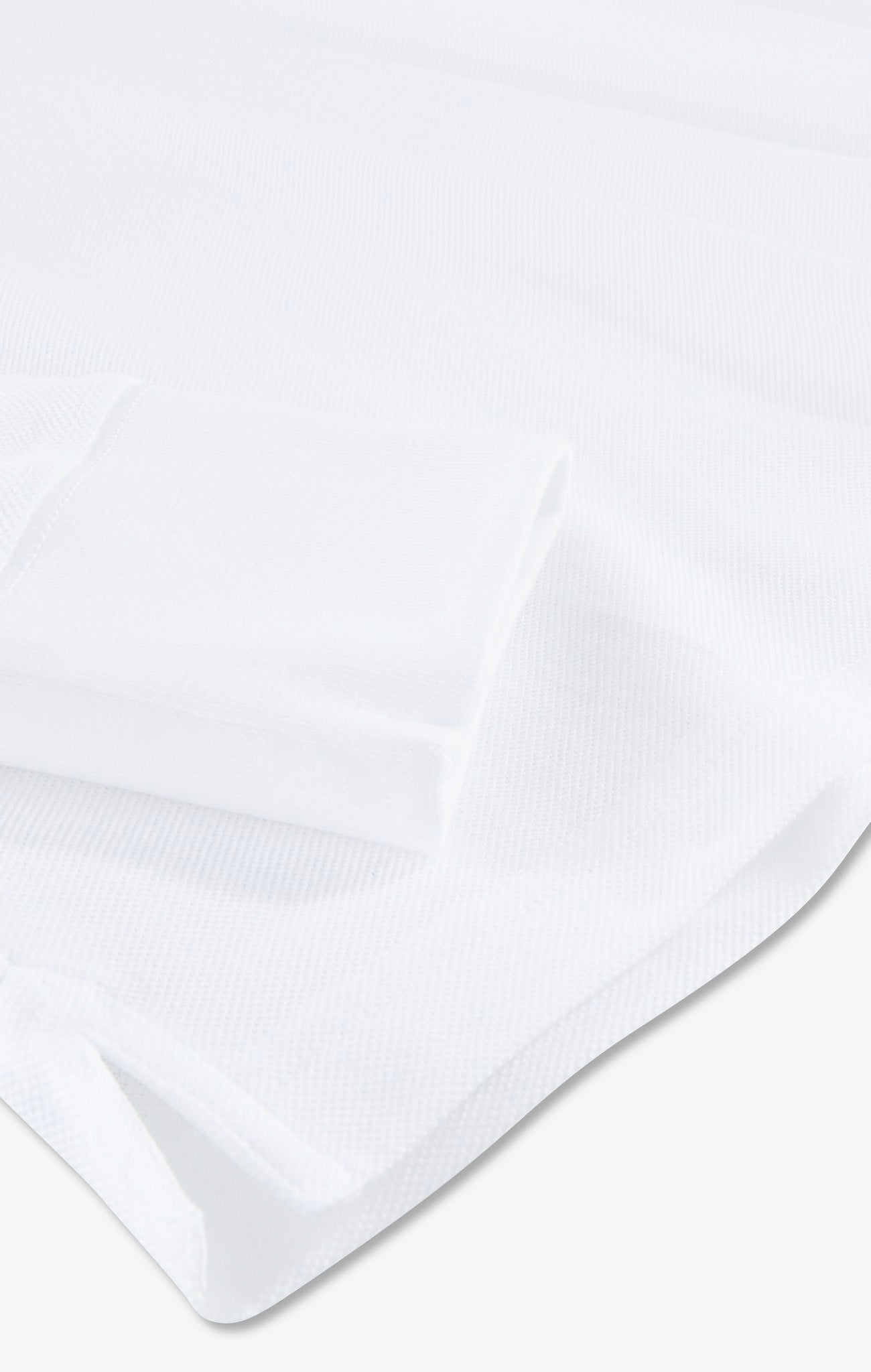 Polo manches longues blanc en coton avec col contrasté - Image 9