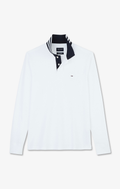 White cotton polo with contrasting neck