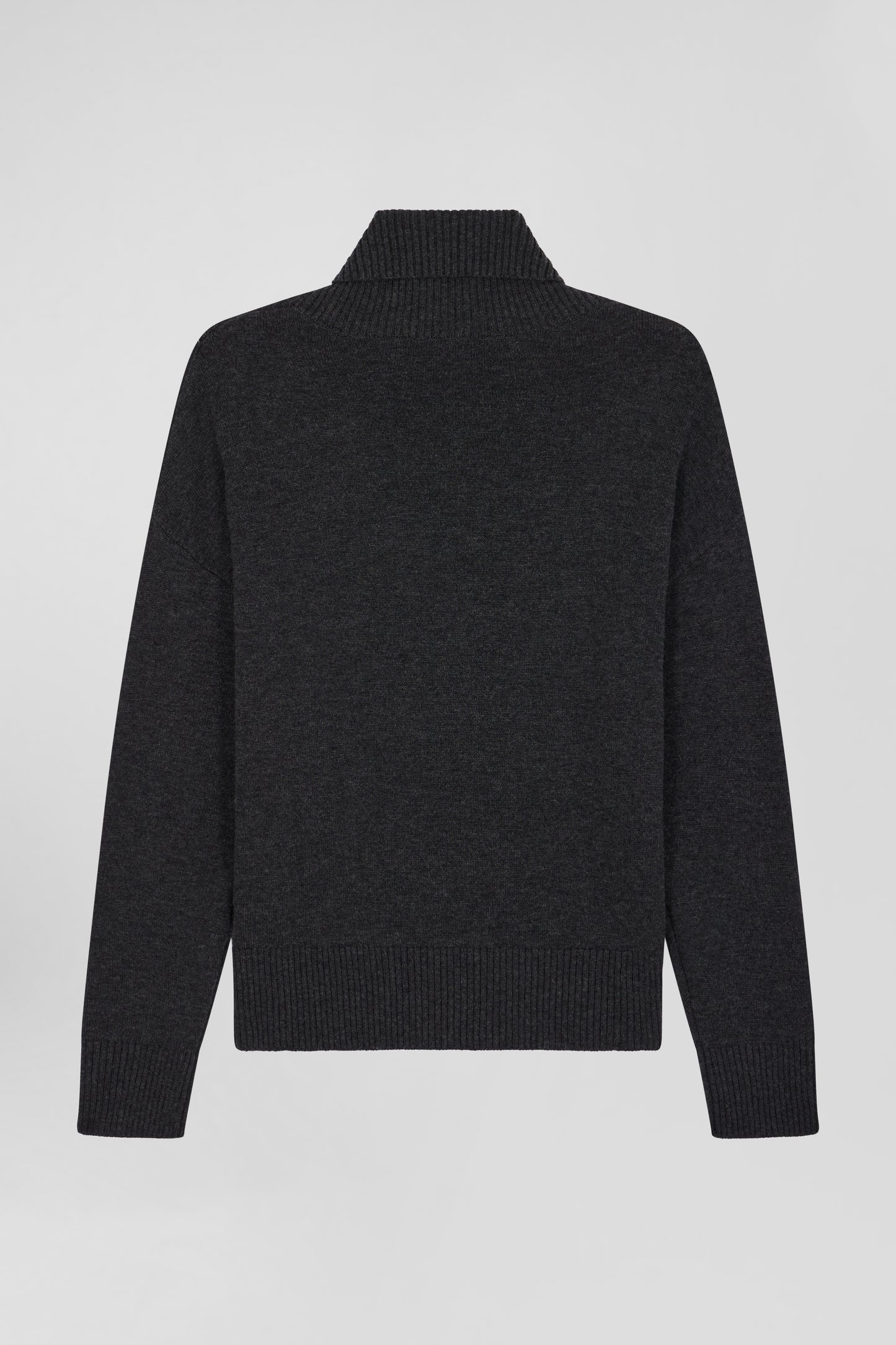 Relaxed mottled grey wool and cotton turtleneck jumper