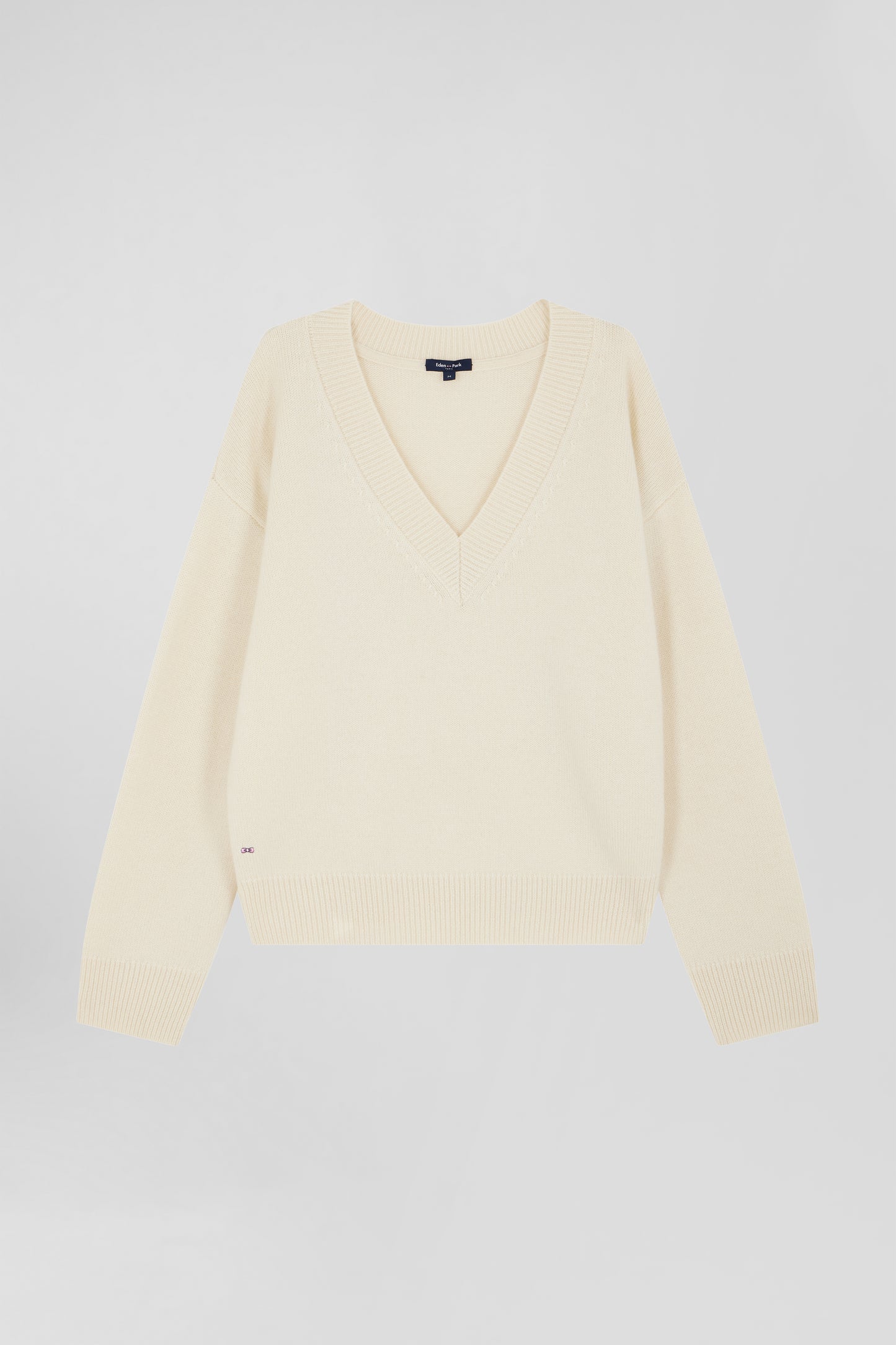 Off-white wool and cashmere V-neck sweater Relaxed cut