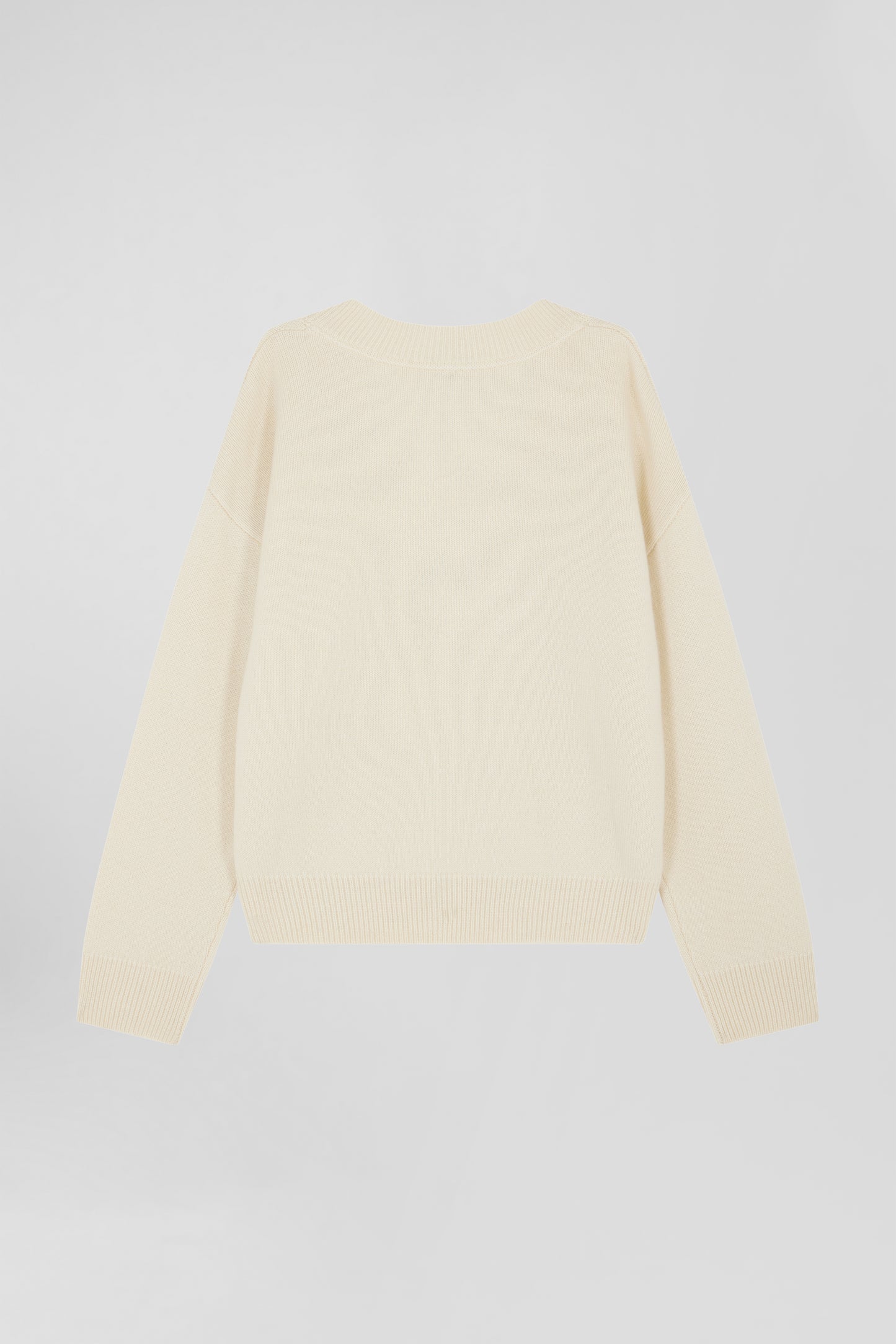 Off-white wool and cashmere V-neck sweater Relaxed cut