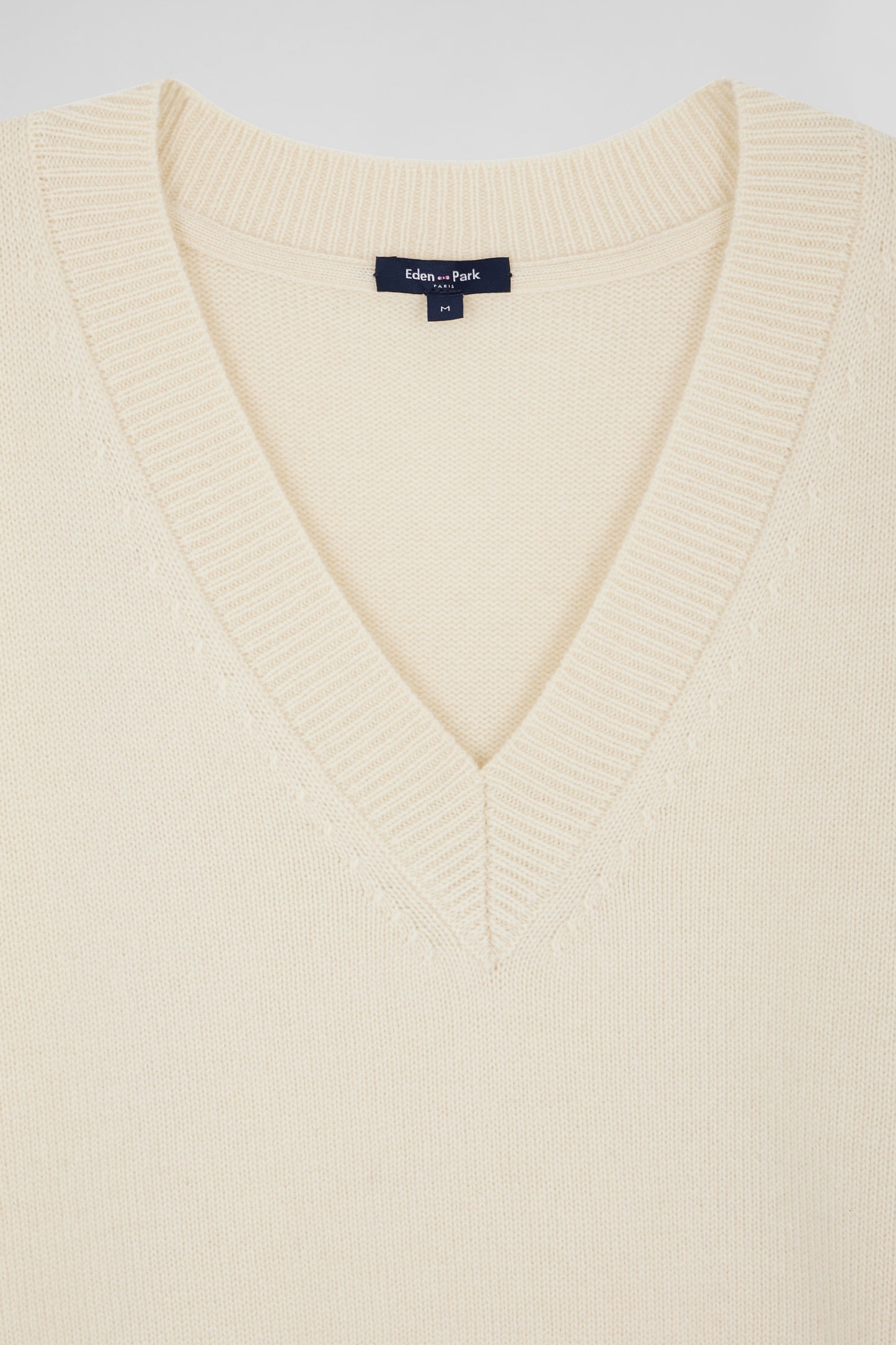 Off-white wool and cashmere V-neck sweater Relaxed cut