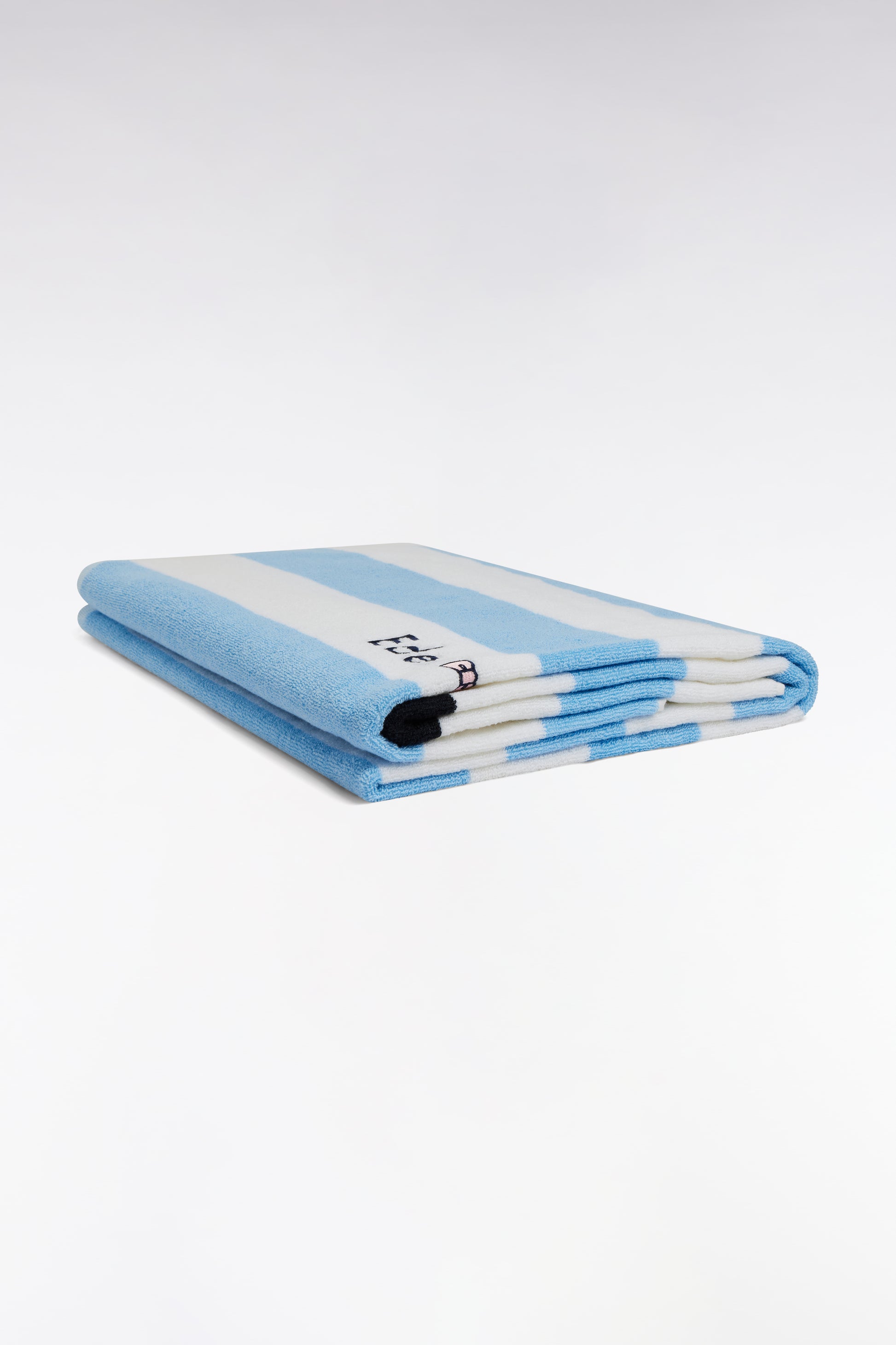 Drap de plage rayé en coton éponge ciel