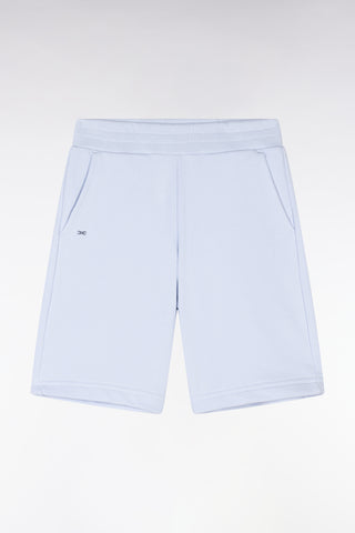 Straight-fit sky blue cotton fleece shorts