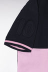 Straight-fit short-sleeved polo shirt in navy and pink cotton piqué