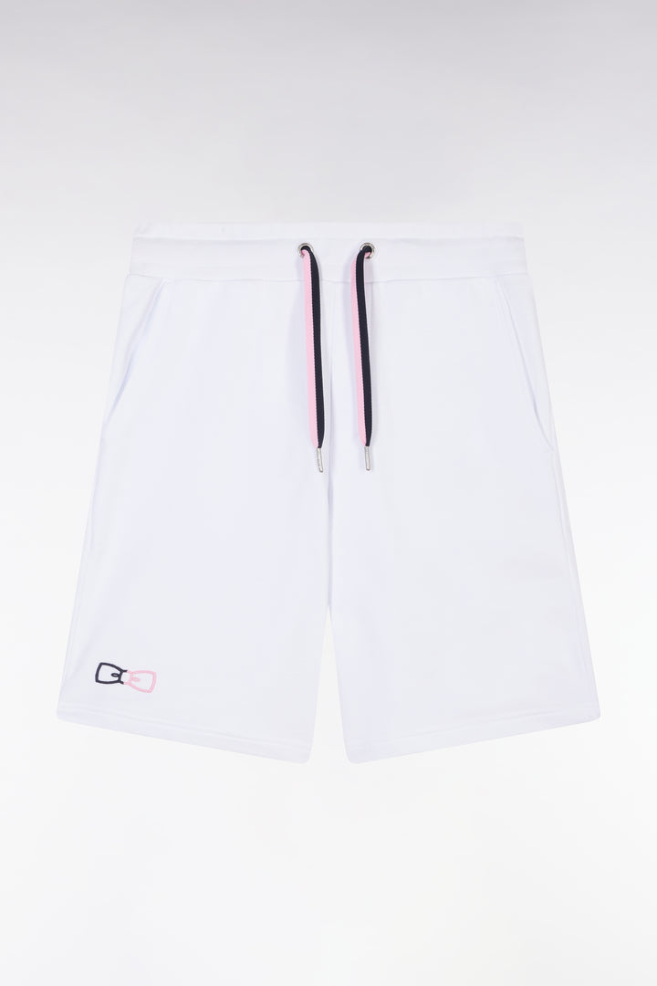 Short de jogging en molleton coton blanc coupe décontractée