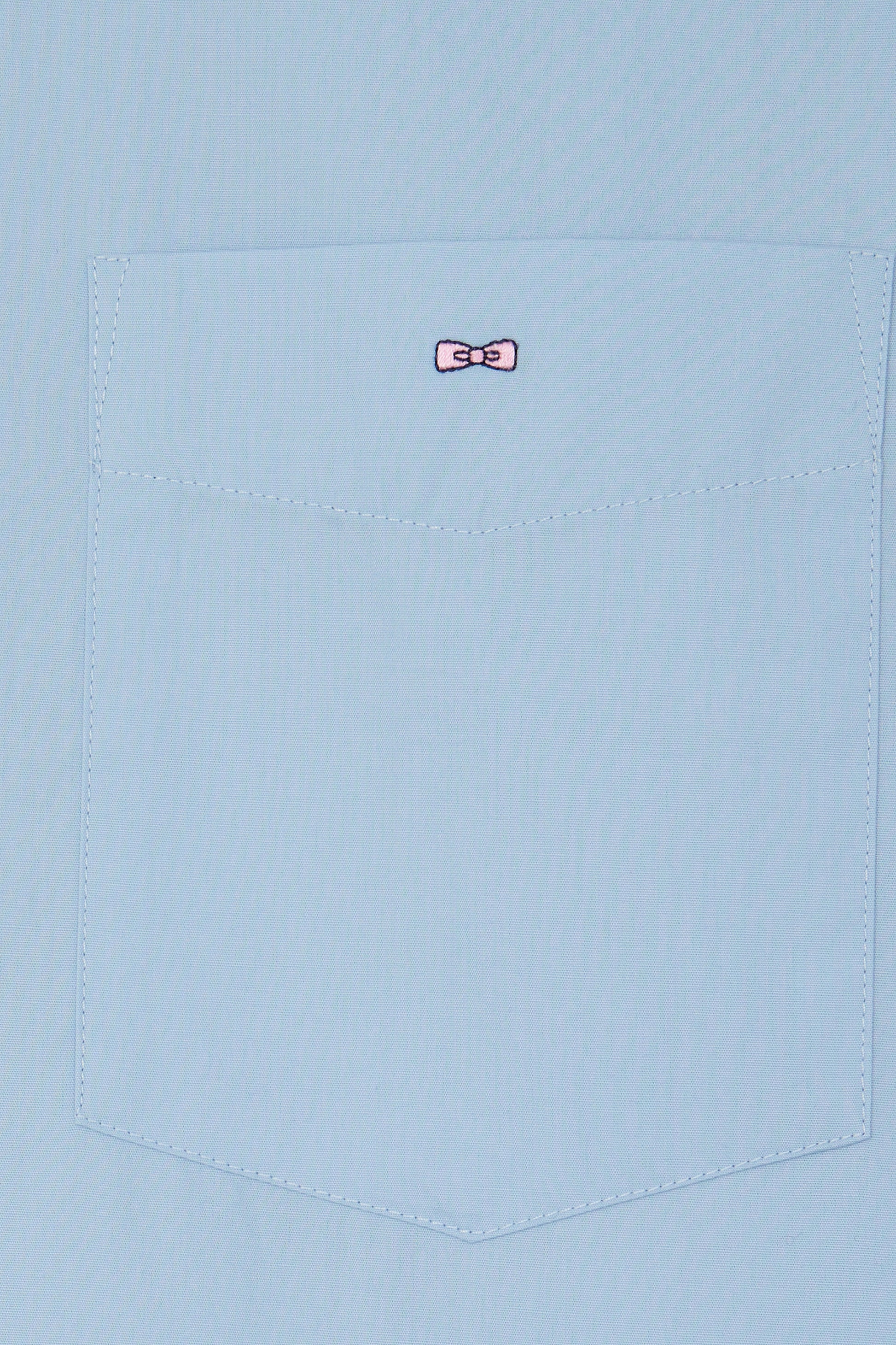 Regular plain sky blue cotton poplin shirt