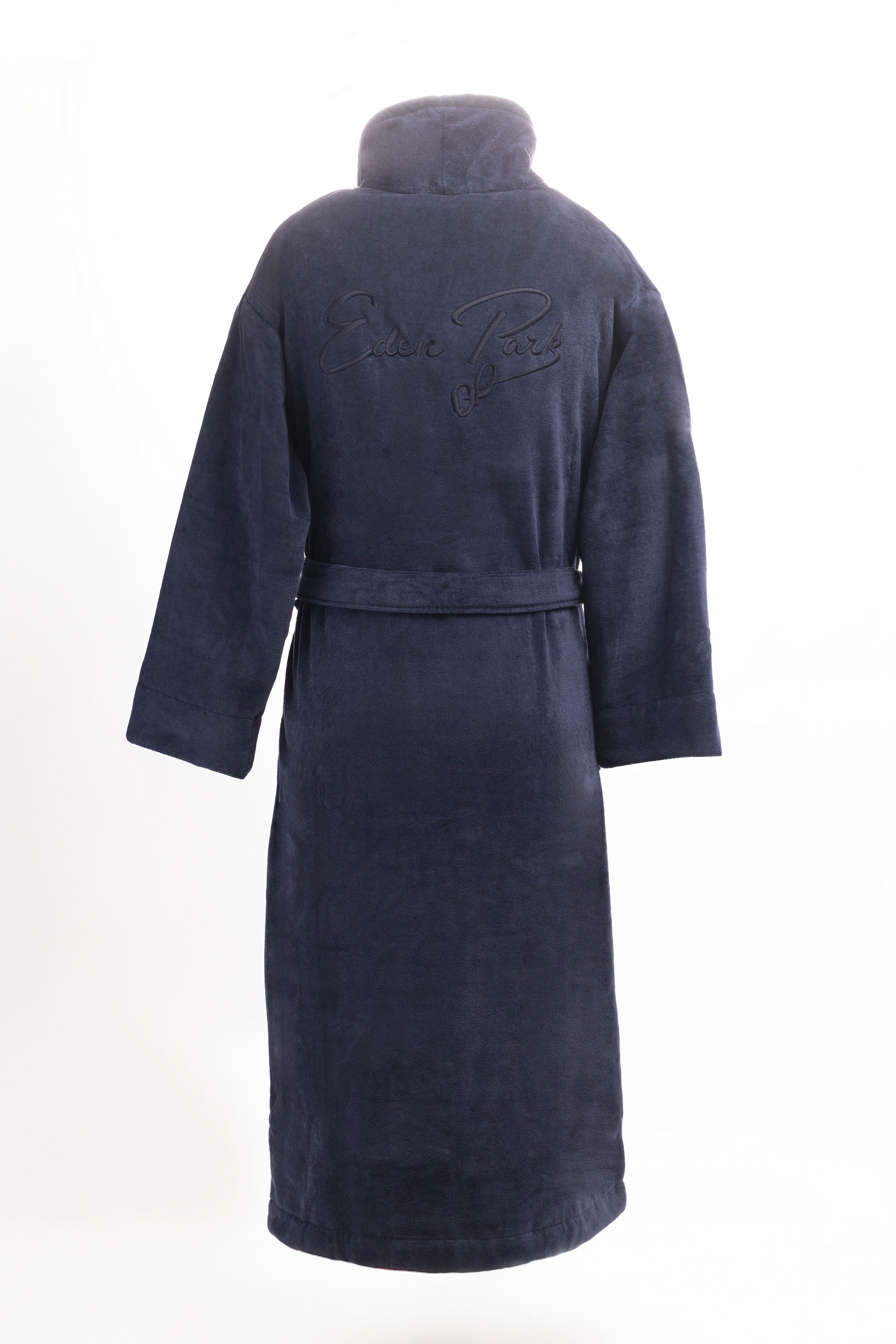 Embroidered navy cotton terry bathrobe - A SHOOTER Eden Park Embroidered navy cotton terry bathrobe - A SHOOTER Eden Park