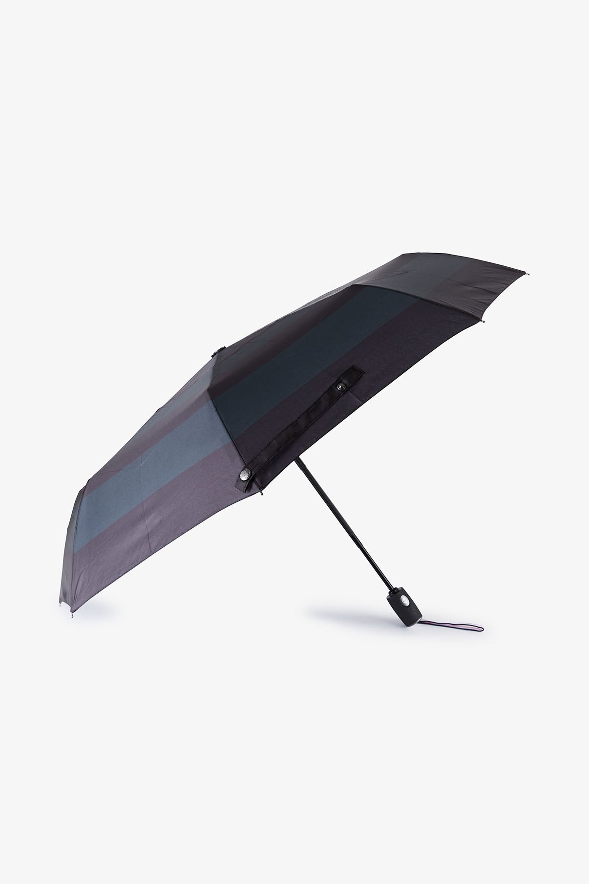 Parapluie bleu marine pliant à rayures - Image 1