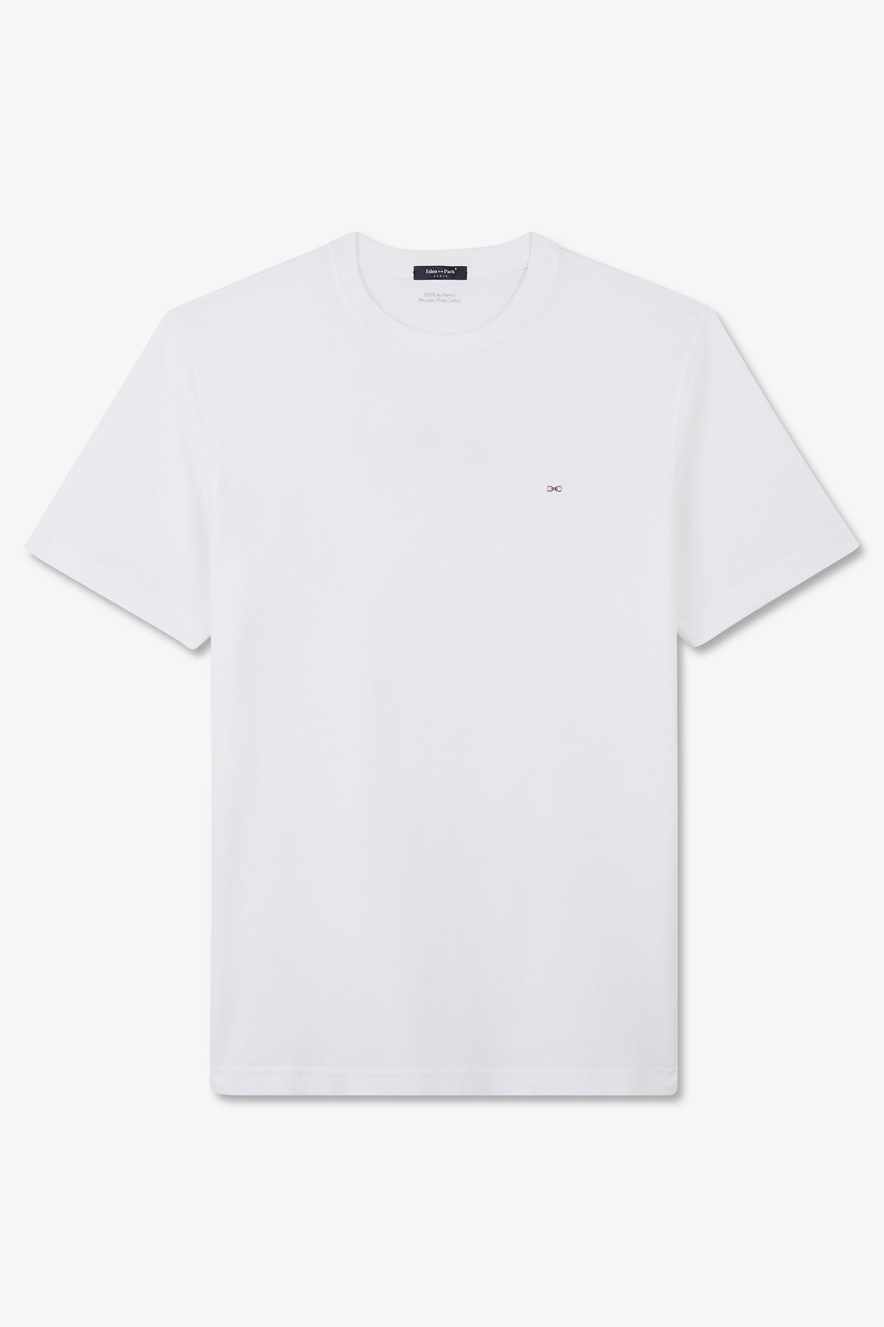 White T-shirt with embroidered bow tie on the back