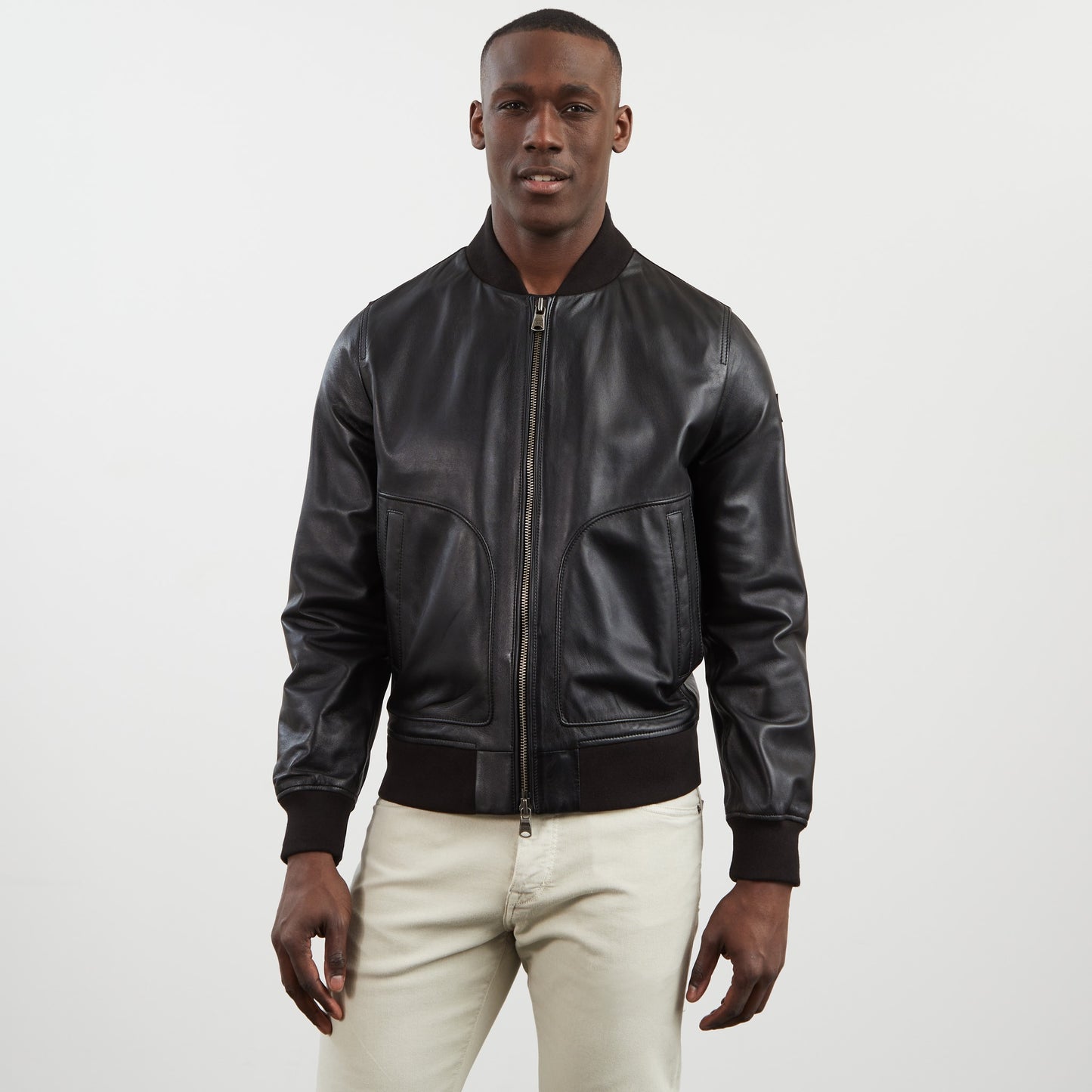 Black zipped leather jacket