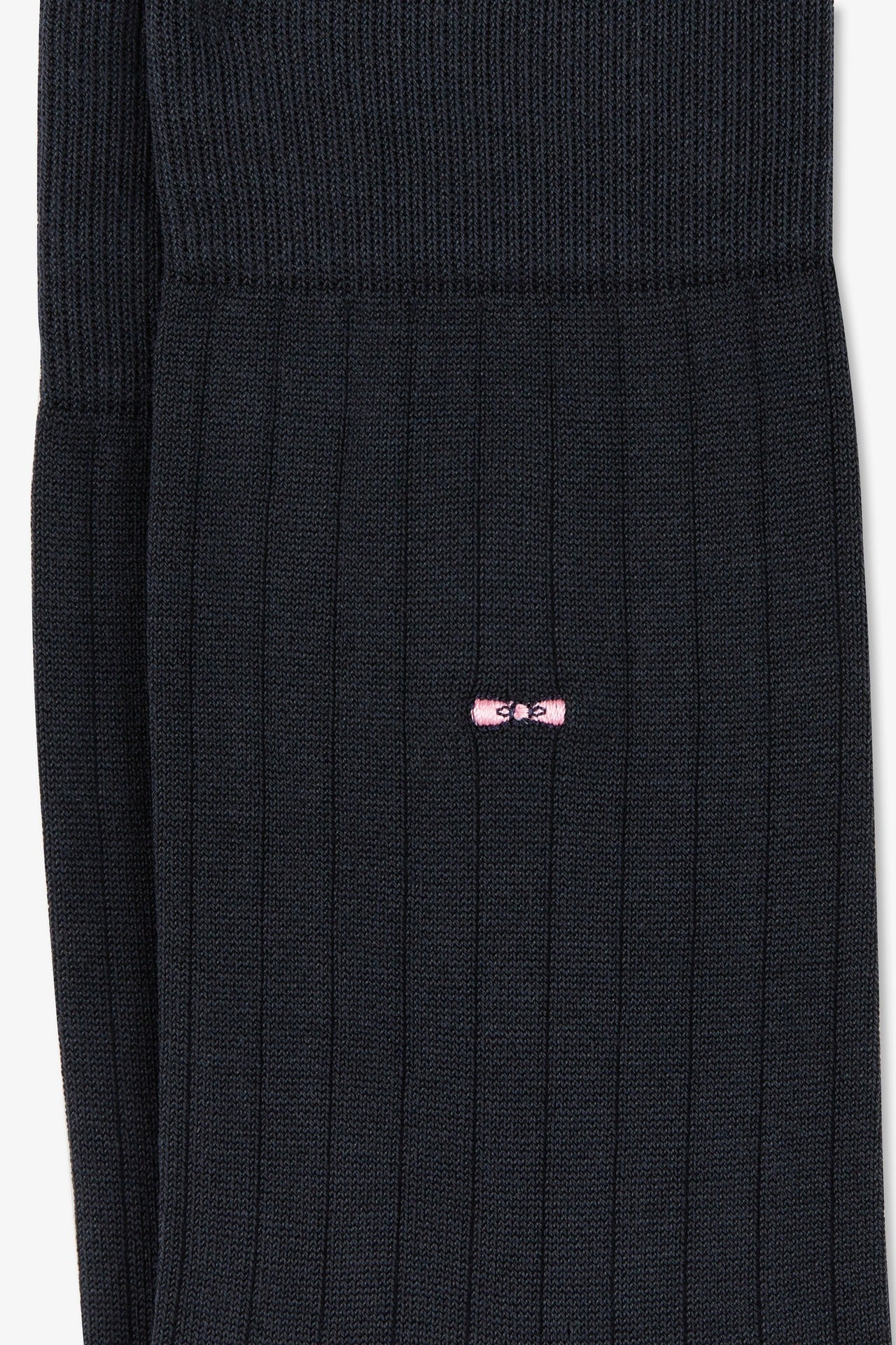 Navy ribbed socks in stretch cotton 