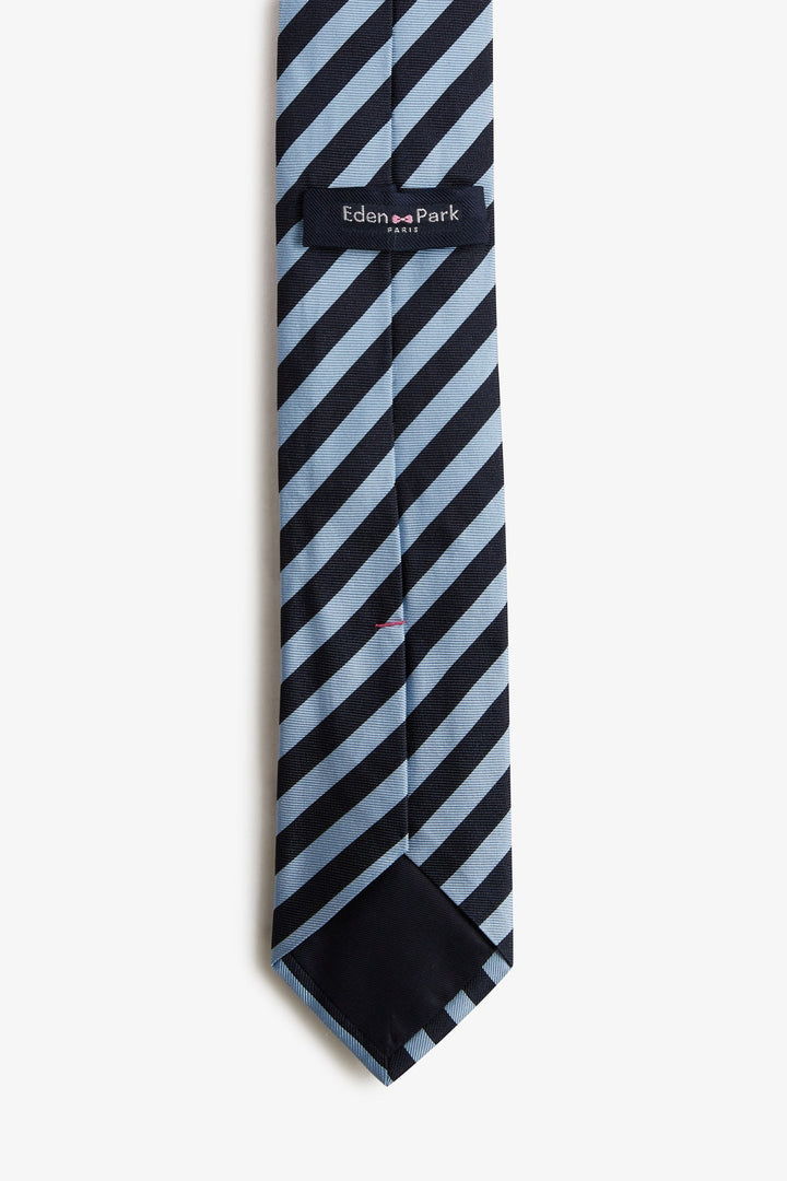 Cravate bleue à rayures tricolores alt view