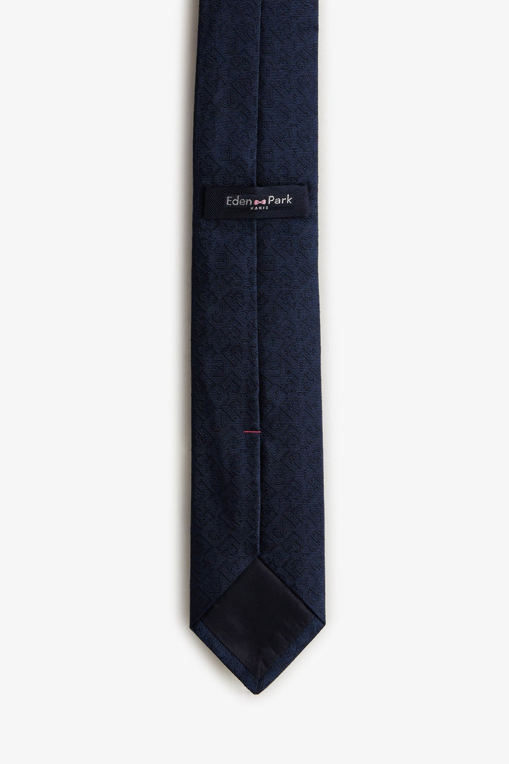 Cravate bleu foncé à micros-motifs exclusifs alt view