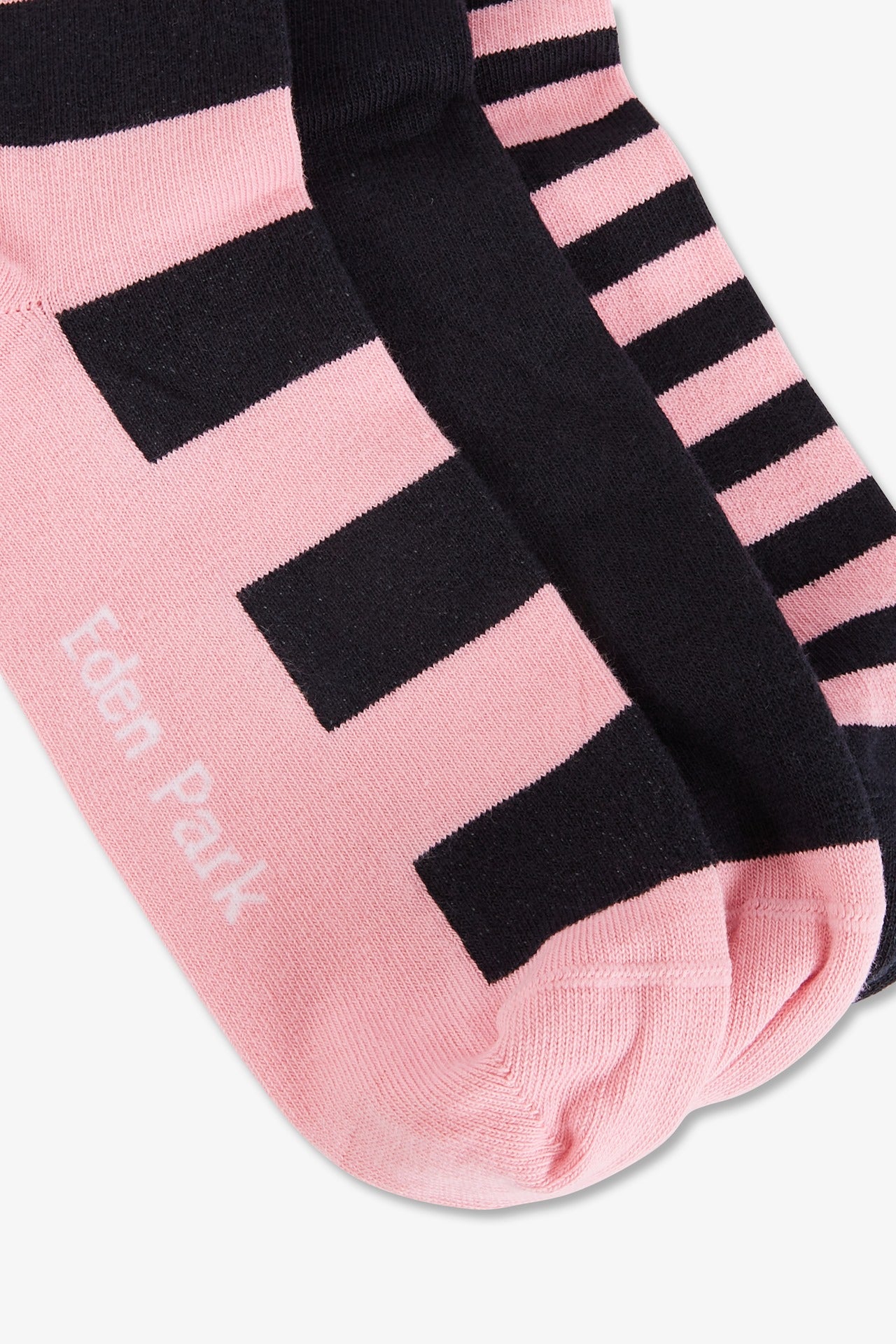 Lot de 3 paires de chaussettes cerclées rose en coton stretch - Image 3