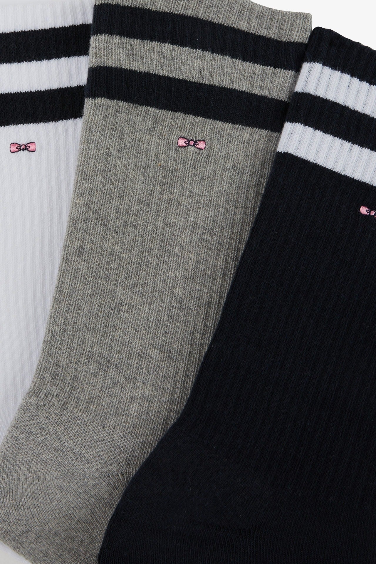 Lot de 3 paires de chaussettes marine à bords cerclés en coton stretch - Image 2