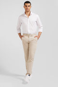 Beige  pleatless chino trousers