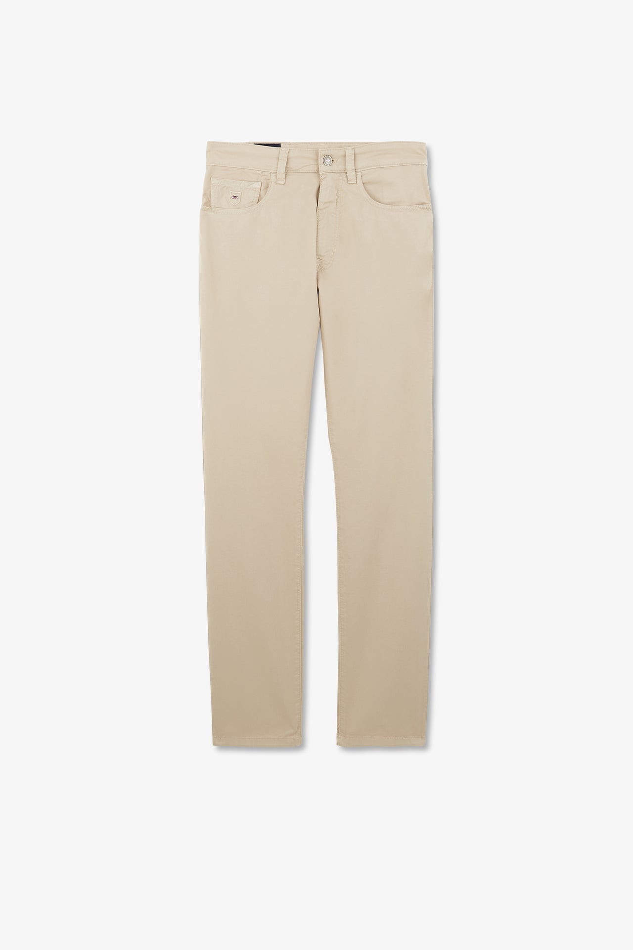 5-pocket straight-leg beige trousers - Image 2