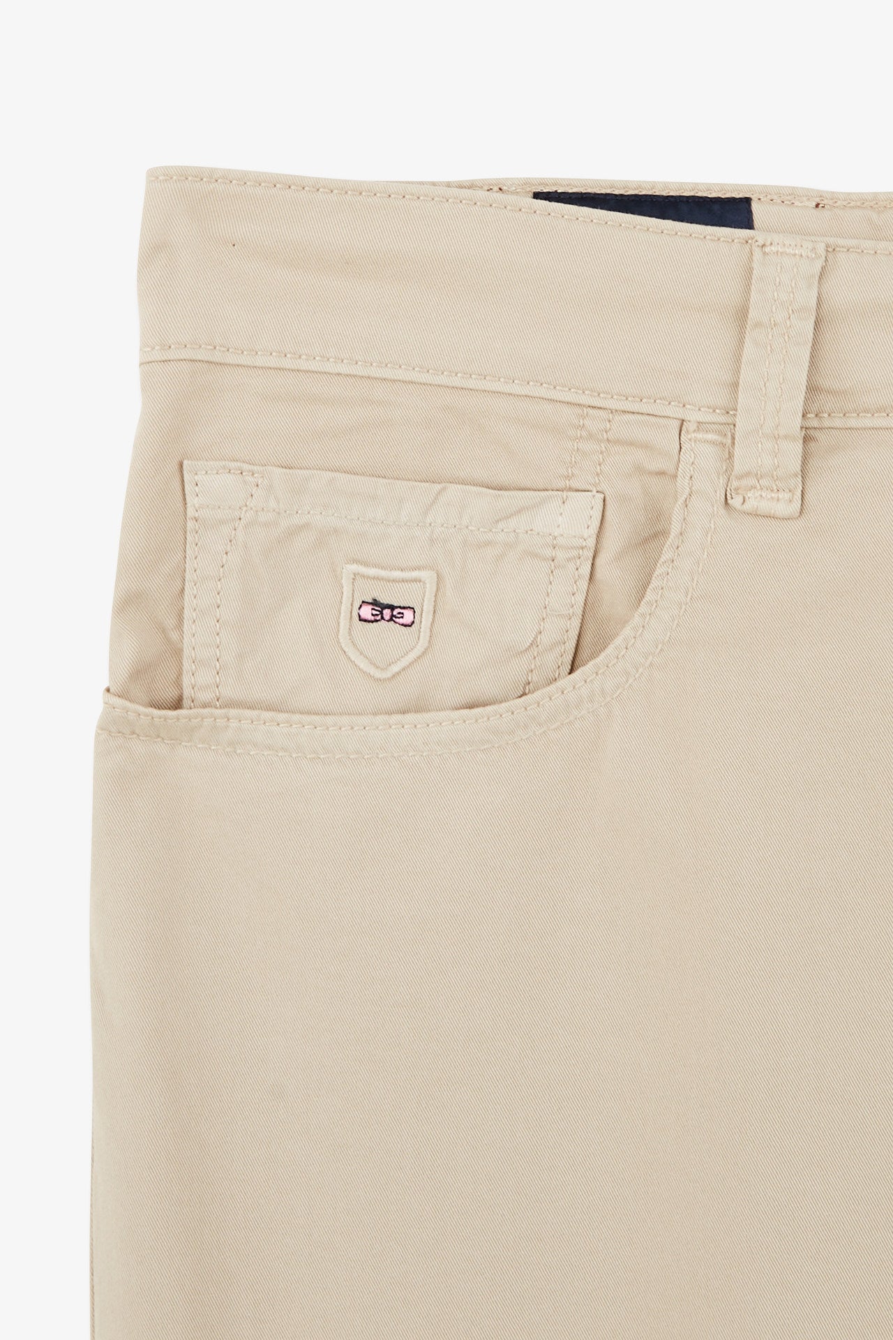 5-pocket straight-leg beige trousers