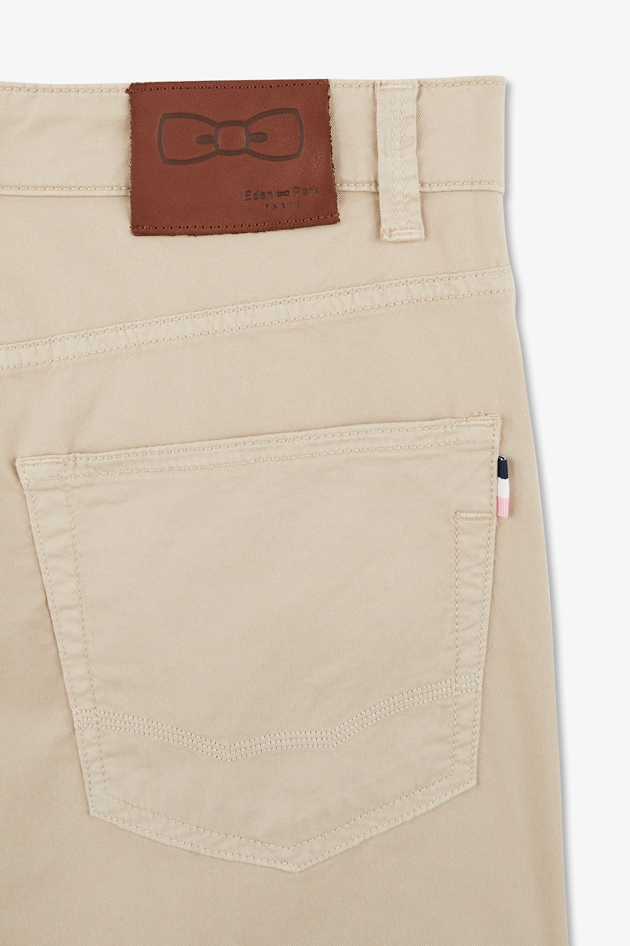 5-pocket straight-leg beige trousers