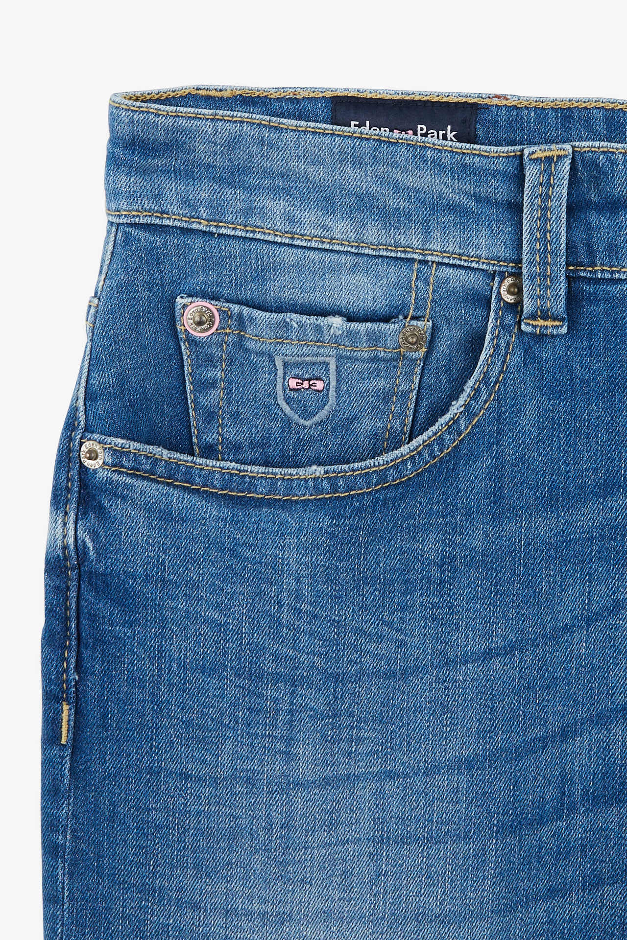 Jean bleu délavé en coton denim stretch coupe Slim - Image 6