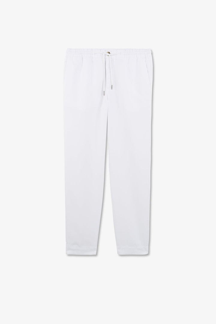Pantalon à taille élastiquée en lyocell mélangé blanc alt view