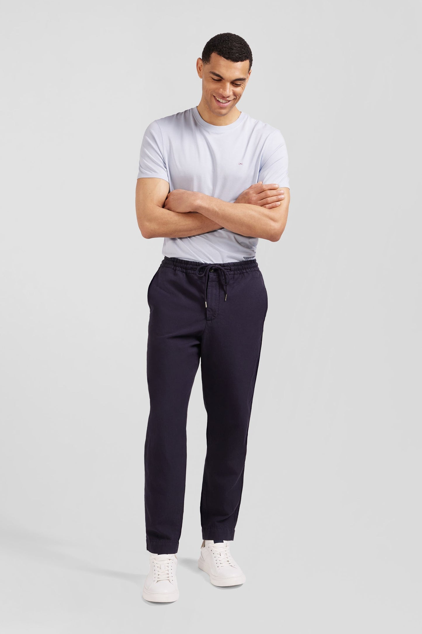 Navy blended lyocell waistband pants - Image 1