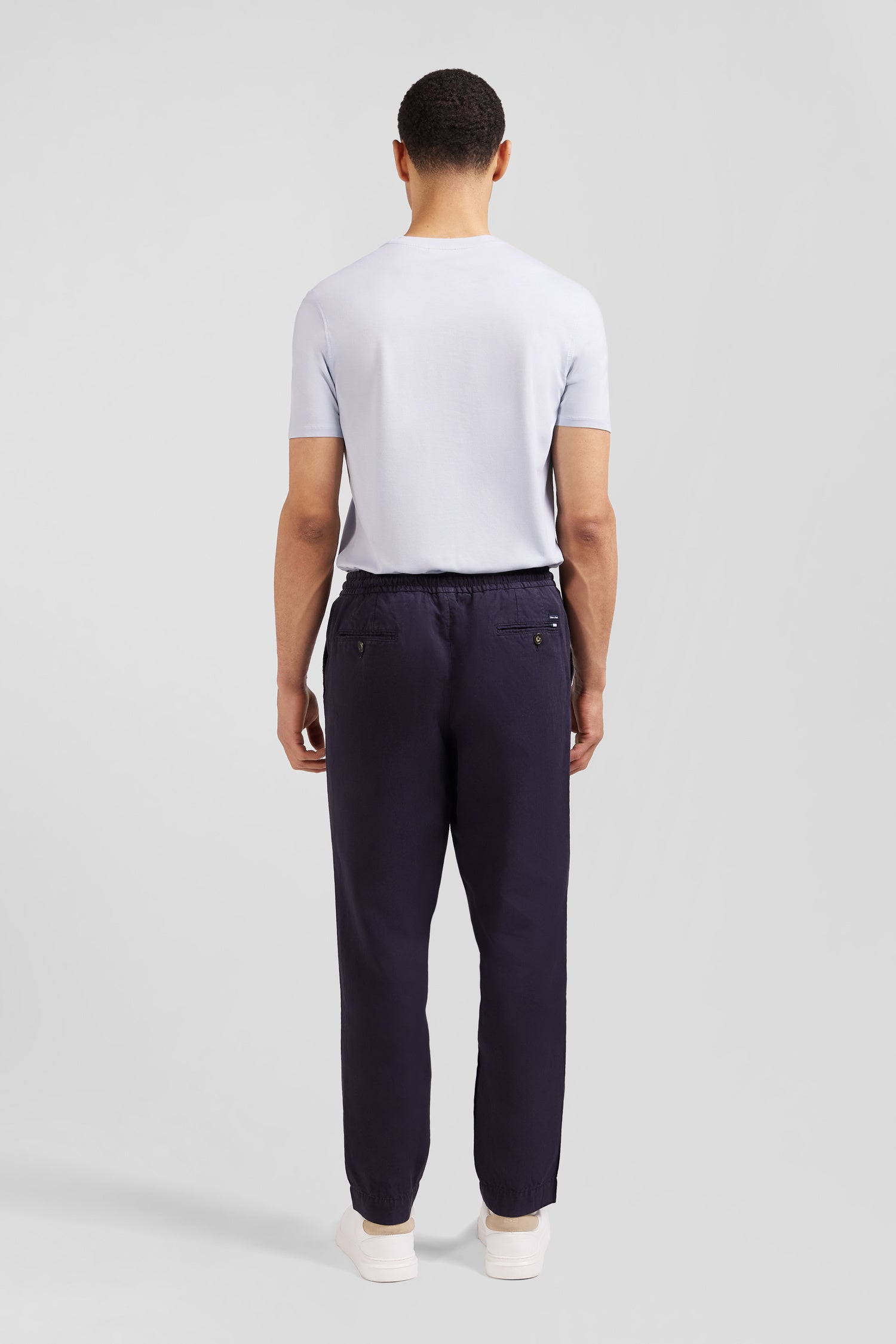 Navy blended lyocell waistband pants