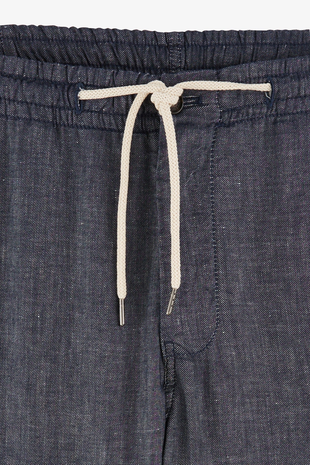 Pantalon à taille élastiquée en lin mélangé coupe Slim marine - Image 2