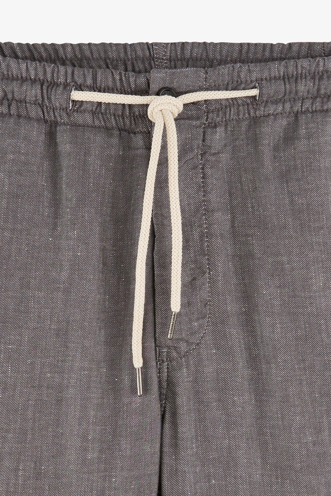 Pantalon à taille élastiquée en lin mélangé coupe Slim gris - Image 2