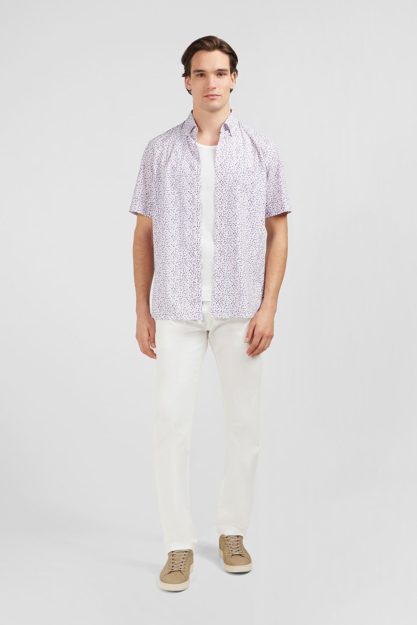 White shirt with exclusive floral print - Image 1