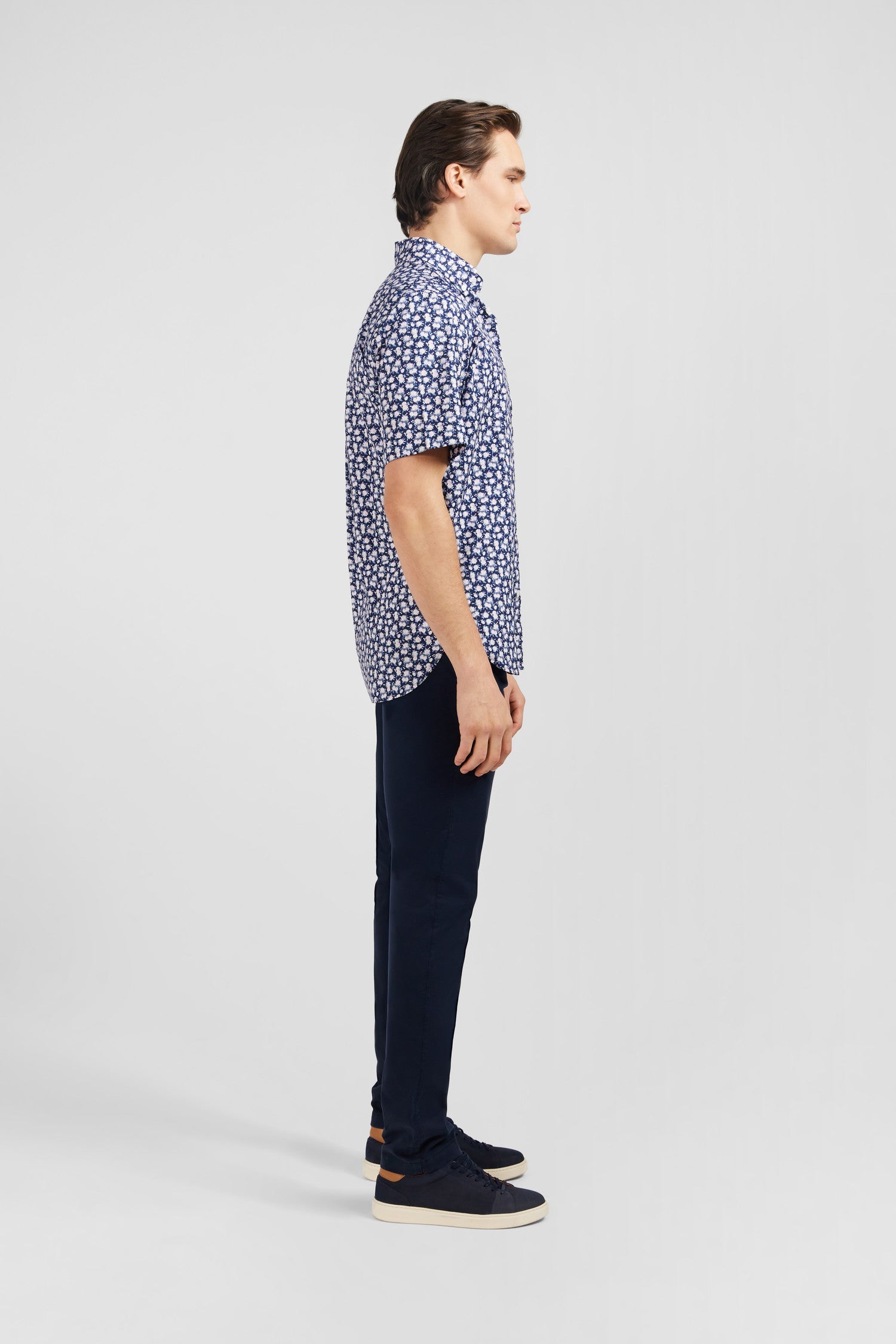 Navy blue shirt with flower print