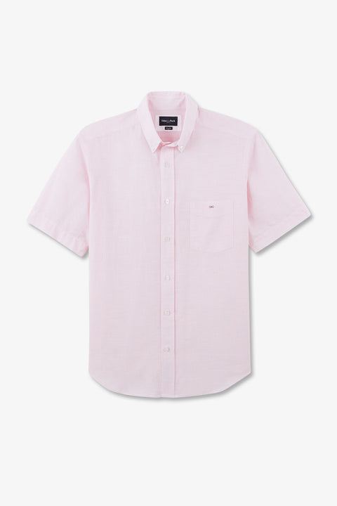 Pink striped shirt in cotton dobby - Image 2